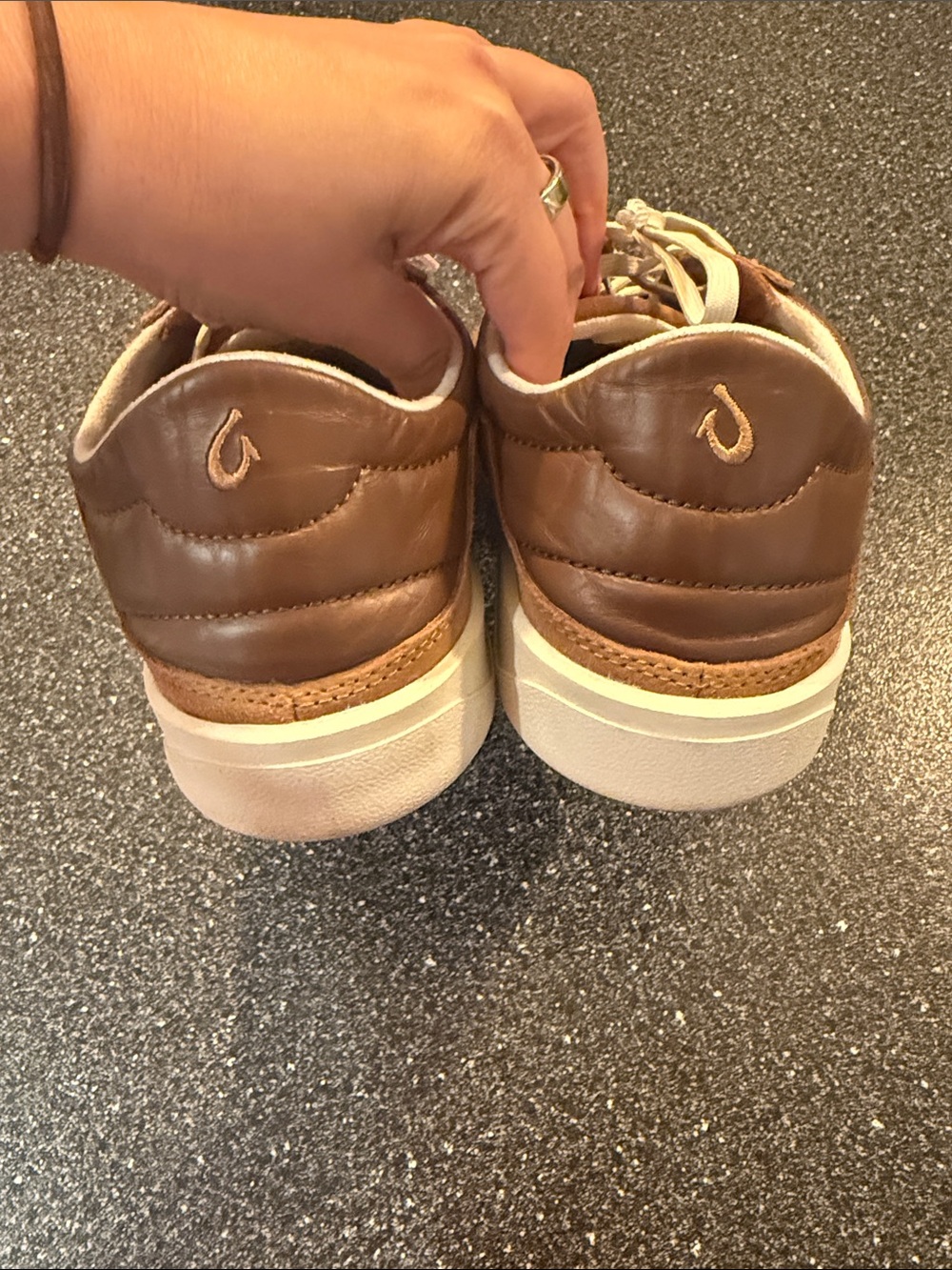 OluKai Men's Punini Suede Sneakers in Tan with Cream Laces - size 10.5 - Picture 6 of 7